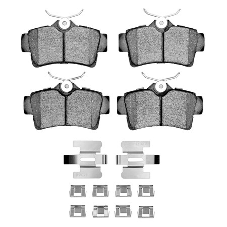 Dynamic Friction Co 5000 Advanced Brake Pads - Semi Metallic and Hardware Kit, Long Pad Wear, Rear 1551-0627-11